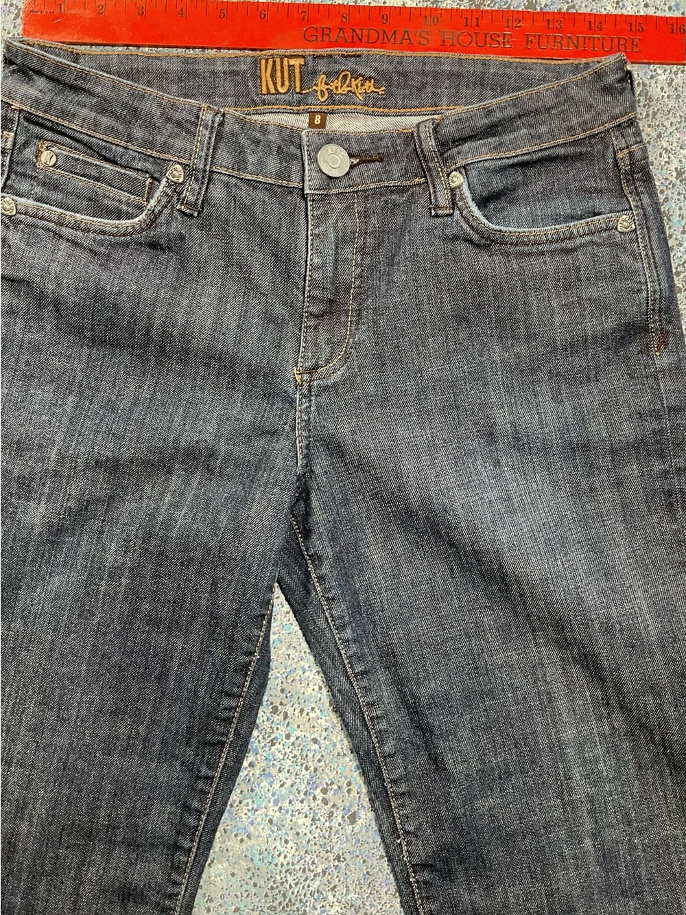 KUT from the Kloth Womens Size 8 Dark Wash Bootcut Jeans Contrast Stitch - Picture 7 of 10